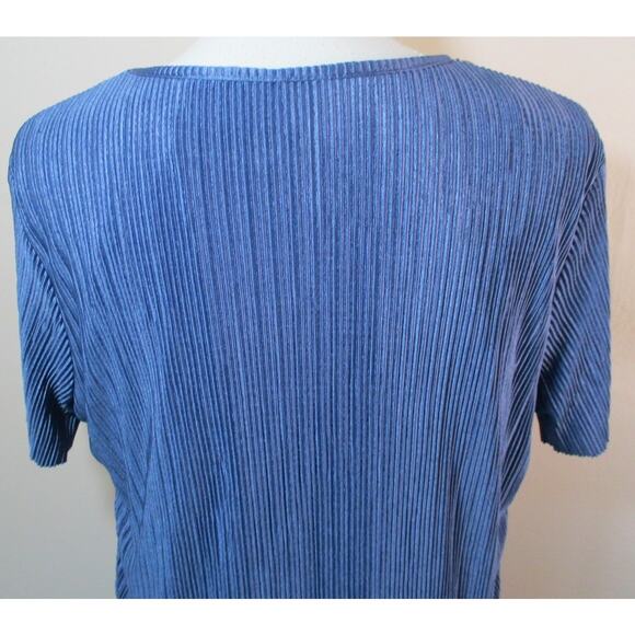 Alfred Dunner Women's Blue Short Sleeve Lined Beaded Neck Stretch Shirt Size M. - Picture 6 of 10